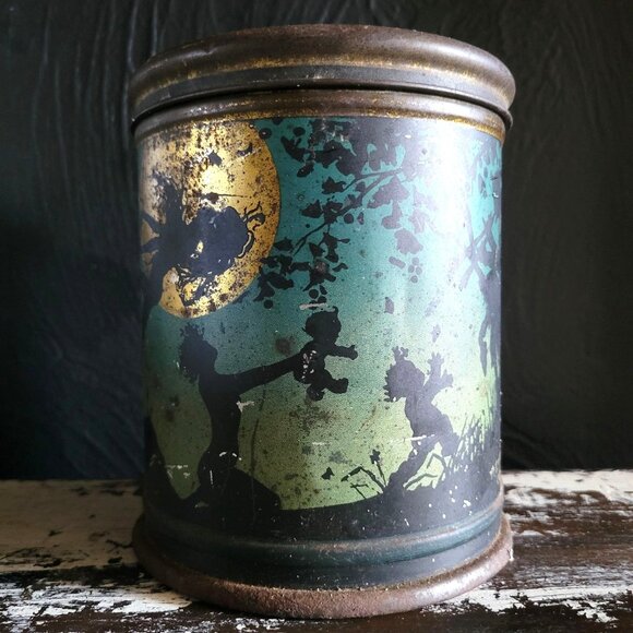 Antique 1920's Fairies In Moon Light Tin By Henry Clive Canco Beautebox Tin - Picture 4 of 12